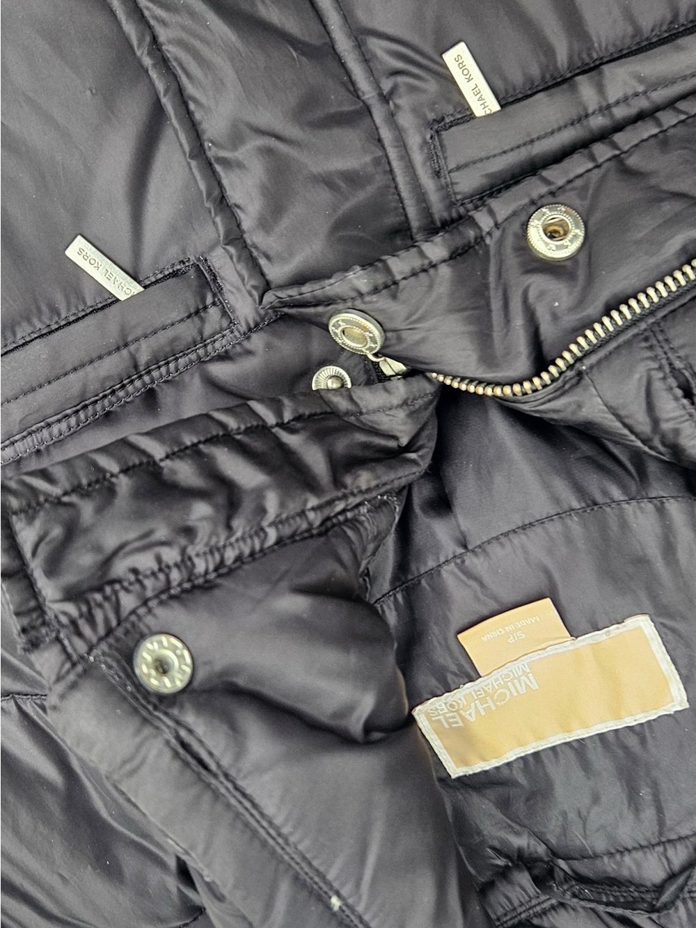 Michael Kors Long Black Puffer Jacket with Hood - Picture 8 of 16